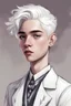 Placeholder: Sketch of a non-binary teenager with white hair wearing attire for a ball