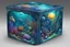 Placeholder: hyperrealistic, 4k, box for storing things with beautiful drawings a lot of colours, very detailed, subnautica, sea plants, planets space, galaxies,