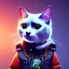 Placeholder: Scottish cat toddler, smile, cyberpunk headphone, sunglass, gangsta neckless, full body, orange puffer jacket, tokio background, dramatic lighting, hyper realistic, unreal engine 5, 16k