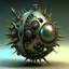 Placeholder: a ball shaped weapon, highly sophisted, biopunk style,