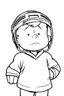Placeholder: calvin pouting wearing a hockey helmet, line art cartoon