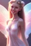 Placeholder: smiling girl, cute, beautiful, long hair, fairy wings, light pastel colors, bright, transparent dress, smile