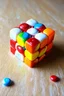 Placeholder: an rubik's cube made of candy, soft
