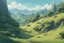 Placeholder: future hills in summer. like studio ghibli