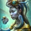 Placeholder: Sango fantasy, fantasy magic, intricate, sharp focus, illustration, highly detailed, digital painting, concept art, matte, art germ and Paul Lewin and Kehinde Wiley, masterpiece Japanese head bronze octopus' Asian African girl nice breast Thai hair turquoise silver blue under water