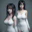 Placeholder: hitomi tanaka, dress white, long black hair, realistic, intriacte detail, sci-fi fantasy style, volumetric lighting, particales,highly detailed,cinamatic, deep colours,8k