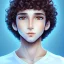 Placeholder: beautiful 12 year old arabic boy with curly hair and light blue eyes