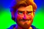 Placeholder: Happy Andrew Garfield with a beard and blue eyes in Pixar style