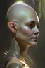 Placeholder: Her shaved head had the dark fuzz of new growth making her appear is if she were glowing with some inner light born of shadows.