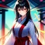 Placeholder: Clear focus, 8k, high quality, detailed, beautiful lighting, vibrant colors, black hair, vibrant red eyes, girl, miko