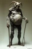 Placeholder: The full body of a fat man holding a cane , decayed and rotting with grotesque proportions and imagery. surreal horror, biomechanical design, by hr giger and beksinski