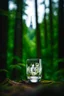 Placeholder: Create hyper-realistic photo of a glass tumbler in a wild forest. Inside, a miniature [London] with landmarks. A sleek white 3D text of [City] blends naturally into the landscape. Soft bright daylight, reflections, and subtle imperfections like fingerprints. DSLR quality, sharp focus.