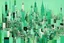 Placeholder: A mint colored noisy metropolis painted by Jeffrey Kolker