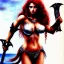 Placeholder: Epic full body picture portrait of busty atletic young beautiful Red Sonja Luis Royo styles