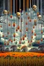 Placeholder: surreal multiplicity of the self, a windchime of bones, inverse gravity, skull fruits dangle from floating trees, roots naked to the cloud, fractal limbs bare, detailed, vast horizon. grim ambiance but vibrant colors
