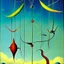 Placeholder: surreal art, four corners of the sky held up by hooks, by Desmond Morris