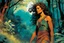 Placeholder: create a wildly conceptual closeup full body print illustration of a female Etruscan huntress with highly detailed hair and feminine facial features, in an ethereal, otherworldly ,ancient Spring forest , in the comic book art style of Bill Sienkiewicz, Mike Mignola, Sparth, Maxfield Parrish, and Jean Giraud Moebius, finely textured, drawn, colored, and inked, suffused with dramatic natural light