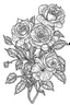 Placeholder: Outline art for coloring page, ROSES WITH STEMS, coloring page, white background, Sketch style, only use outline, clean line art, white background, no shadows, no shading, no color, clear