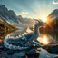 Placeholder: Award-winning Ultra-realistic fantasy wildlife photography of a majestic crystal dragon resting beside a pristine alpine lake, breathtaking gemstone scales reflecting dramatic sunrise light, extraordinary realism, captured as if photographed in the wild by a National Geographic photographer, cinematic atmosphere, ultra detailed, masterpiece,, 64k