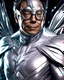 Placeholder: Gustavo Petro anthropomorphic 2d in a silver hyper-detailed superhero suit