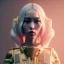 Placeholder: Cyber teenager, blonde, geisha style hair, white skin, pattern dress, velvet, gold, cyberpunk style, purpurin, highly detailed, art stations, concept art, smooth, unreal engine 5, god rays, ray tracing, RTX, lumen lighting, ultra detail, volumetric lighting, 3d, finely drawn, high definition, high resolution, gradient background