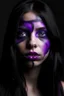 Placeholder: Purple girl face with rubber effect in all face with black long rubber effect hair