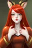 Placeholder: A young adult female with red hair and gold eyes, fox ears