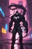 Placeholder: venom machine in solo leveling shadow artstyle, cyberpunk them, neon lights, full body, apocalypse, intricate details, highly detailed, high details, detailed portrait, masterpiece,ultra detailed,best quality