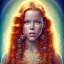 Placeholder: teen Robyn Lively, her striking perfectly detailed clear eyes, her perfect, precisely detailed lightly freckled face, meticulously detailed long curly multi-hued ginger carrot cherry fire red hair, luminous colorful sparkles; by james r. eads, gawki, rajewel, tania rivilis, dan mumford, lisa frank, artgerm, greg rutkowski, alphonse mucha and william-adolphe bouguereau; glitter, airbrush, octane render, volumetric lighting, 16k, photorealistic digital painting, artstation, smooth, sharp focus