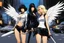 Placeholder: (in the style of Orion, by Masamune Shirow) two lesbian fallen angels in the shadows of the streets of Manhattan, one pale brunette and one opulente blonde (photo from a movie by Quentin Tarantino) Dahlia is a spectre: she has the apparence of a young very white woman with dark short hair, a hoodie and a scythe, she lives in the city of Manhattan. Dahlia saved Eliza and fell in love with her. She has been kidnapped by Baalzebia. Dahlia cut the head of this demon off. Then she discovered that Eli