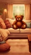 Placeholder: a living room filled with furniture and a teddy bear, cozy home background, cozy living room background, cute room, thomas kinkade. cute cozy room, warm interiors, cozy calm! fabrics textiles, cozy wallpaper, personal room background, interior design background, interior decoration, homely atmosphere, a room, cozy and peaceful atmosphere, furnished room, popular interior design style