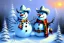 Placeholder: Impressionism, Romanticism, acrylic paint, pastel colors, cowboy snowman, Fine detail, Fine art, painting,