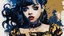 Placeholder: Poster in two gradually, a one side malevolent goth vampire girl face and other side the Singer Melanie Martinez face, painting by Yoji Shinkawa, darkblue and gold tones,