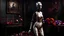 Placeholder: A gritty horror game rendering of a creepy posable art mannequin with articulated joints, the art style of Silent Hill, decaying, liminal spaces, eerie, flirty, painted antique porcelain, wet, glossy, viscera, colorful flower petals, dark fine arts, morbid fine arts, macabre fine arts, 16k resolution, high quality, sharp focus, intricate details, highly detailed, chaotic, dynamic lighting, backlit, photorealism, canon lens, full figure shot, deep color, black, white and crimson hour