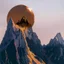 Placeholder: the broken sun melts down the mountain, pierced through the bottom