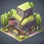 Placeholder: create a banana fruits into cartoonist house style model isometric view for mobile game