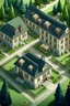 Placeholder: generate a map of a boarding school campus and label the buildings on the camous with their purpose. base the campus in a forest and give the map a mysterious and cozy vibes. generate the buildings as small cozy cottage like buildings