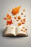 Placeholder: square logo , landscape with leaf fall, flying leaves in the book