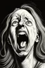 Placeholder: detailed image, female head, screaming