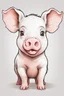 Placeholder: create a outlined cartoon coloring page of a baby pig . Pay attention to the details of the faces and White background, sketch style, half of body, use outline, clean line art, no shadows, no coloring, no shading, no grey.