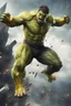 Placeholder: Create a picture of hulk and reverse Flash falling from the skye facing downwards