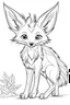 Placeholder: outline art for Fawn (Fox) coloring pages with sitch, white background, Sketch style, full body, only use outline, toddlers style, clean line art, white background, no shadows and clear and well outlined.