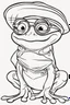 Placeholder: Outline art for cute coloring pages with frog with glasses, full body, white background, sketch style, only use outline, clean line art, no shadows and clear and well outlined.