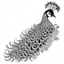 Placeholder: white, A peacock decoration, line art, white background, outline, with images neatly contained within the background, just black and white color, full body, no color. Looking front , front view, 8k, tatto style