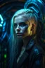 Placeholder: hyper real oil painting on canvass of blonde pierced cyberpunk Malkavian vampire portrait with clear blue-green eyes in moon light feeling in control in goth ruins Giger patterned background, zeiss prime lens, bokeh like f/0.8, tilt-shift lens 8k, high detail, smooth render, down-light, unreal engine, prize winning