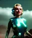 Placeholder: Ultra Realistic retro sci-fi 1960 scene, waist up view portrait, blonde woman, sweet young Marilyn Monroe face, perfect iris, tight latex coat, Strange planet background, Retro sci-fi style latex helmet, fog, rain, soft color, highly detailed, unreal engine 5, ray tracing, RTX, lumen lighting, ultra detail, volumetric lighting, 3d, finely drawn, high definition, high resolution.