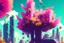 Placeholder: city, flowers, trees, sunny day, spring, sci-fi, cyberpunk influence