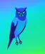 Placeholder: friendly full body owl, blue and green gradient, one color background