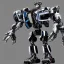 Placeholder: mecha with tracks for a tank. His body is armor and his hands are machine guns. The robot head has glass and the driver is an animal