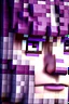 Placeholder: a close-up portrait of a purple Minecraft face, boy, 3d, large pixel style